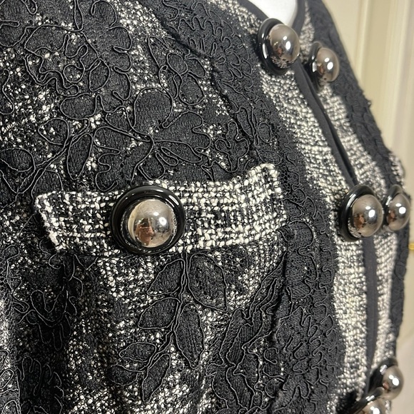 CARLISLE Vintage Women’s Black Tweed Lace Button Blazer Size 8 Boxy Elegant - Picture 6 of 13
